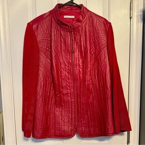 Vintage Peter Nygard Nygard Collection Red 100% Leather Cropped Jacket Womens 3X